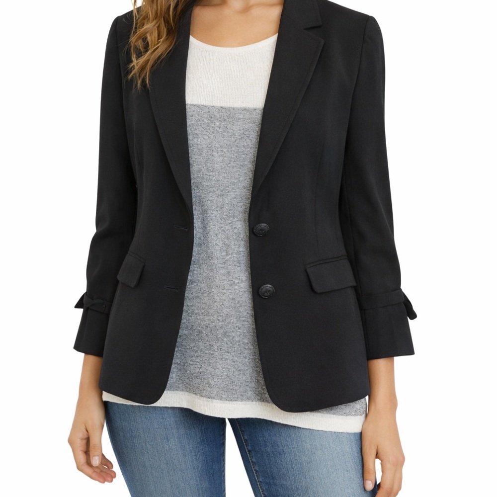 Nanette Lepore Black Notch Lapel Two-Button Blazer